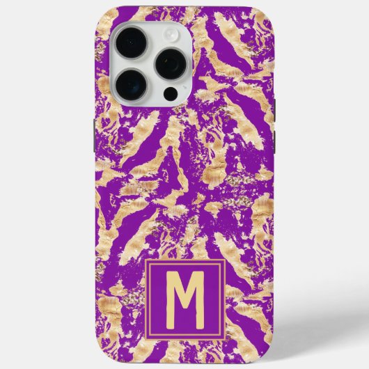 Goud op paarse Chic marmer Stijlvolle Eigen Naam Case-Mate iPhone Case (Achterkant)