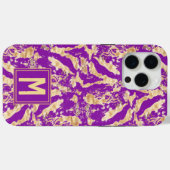 Goud op paarse Chic marmer Stijlvolle Eigen Naam Case-Mate iPhone Case (Achterkant (horizontaal))