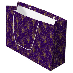 Goud op Paarse deco-patroonplaat met groot cadeau Cadeauzakje