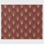Goud op rode geometrische ArtDeco-patroonwand P Cadeaupapier (Vlak)