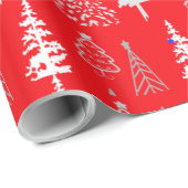 Goud op rode kerstbomen inpakpapier (Rol Hoek)