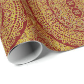 Goud op rode mandala Print Elegant inpakpapier (Rol Hoek)
