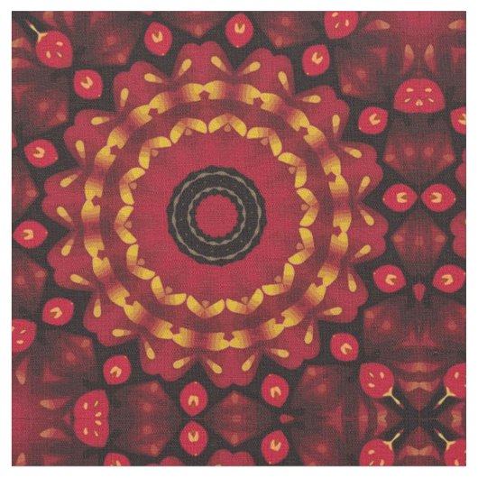 Goud op Rode Mandala Stof (Close Up)