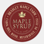 Goud op rood gestippeld Border Maple Syrup label (Voorkant)