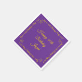 Goud op Royal Paarse verjaardagsfeest Servet (Hoek)