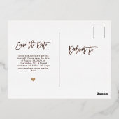 Goud op Rustic Wood look and Heart | Datum opslaan Folie Uitnodiging Briefkaart (Achterkant)
