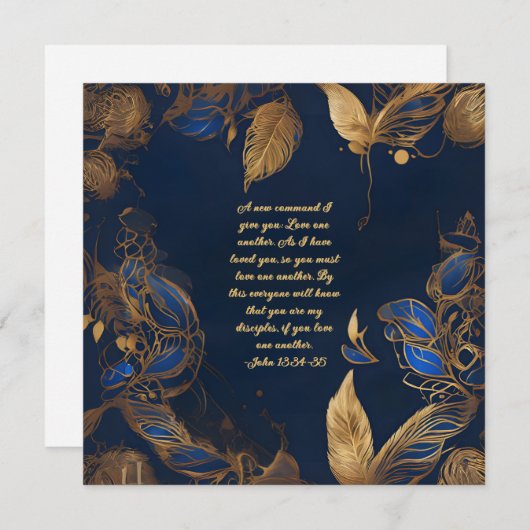 Goud op saffier Lijst Bijbelvers Feestdagenkaart (Voorkant / Achterkant)