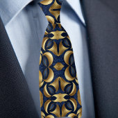 Goud op Saphire Bold Pattern Stropdas