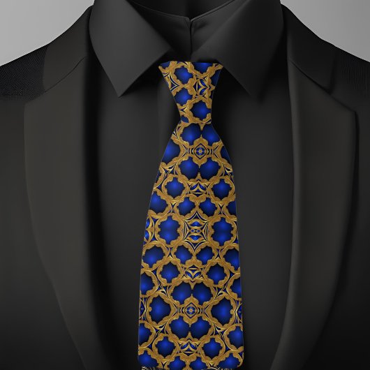 Goud op Saphire Formal Pattern Stropdas