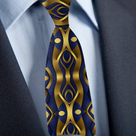 Goud op Saphire Modern Pattern Stropdas