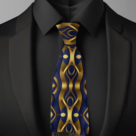 Goud op Saphire Modern Pattern Stropdas