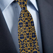 Goud op Saphire Pattern Stropdas