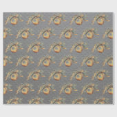 Goud op Steel Grey Christmas Tree Bulbs Ornamenten Cadeaupapier (Vlak)