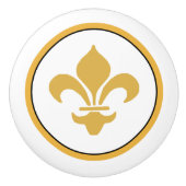 Goud op White Fleur de Lis Keramische Knop (Voorkant)