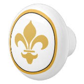 Goud op White Fleur de Lis Keramische Knop (Rechts)