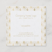 Goud op wit art-deco-patroon vierkante visitekaartje (Achterkant)