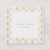 Goud op wit art-deco-patroon vierkante visitekaartje (Voorkant)
