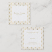 Goud op wit art-deco-patroon vierkante visitekaartje (Voorkant / Achterkant)