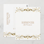 Goud op & Wit Bloemen Kant Cadeaubon Briefkaart (Voorkant / Achterkant)