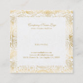 Goud op wit Bloemen Paisley Vierkante Visitekaartje (Achterkant)