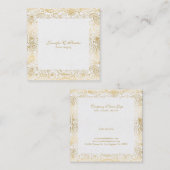 Goud op wit Bloemen Paisley Vierkante Visitekaartje (Voorkant / Achterkant)