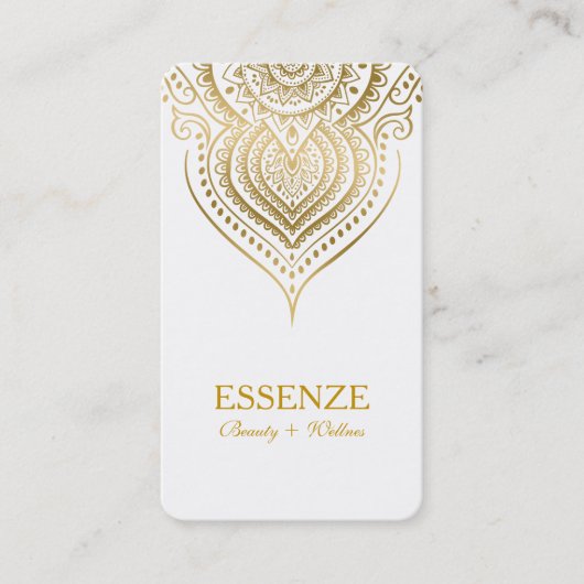 Goud op wit Paisley Kant Visitekaartje (Voorkant)