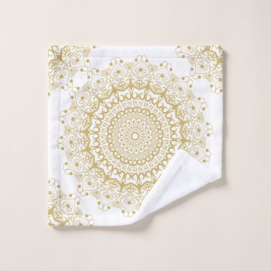 Goud op wit patroon bad handdoek (Wasdoekje)