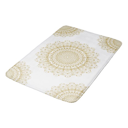 Goud op wit  patroon badmat (Gekanteld)