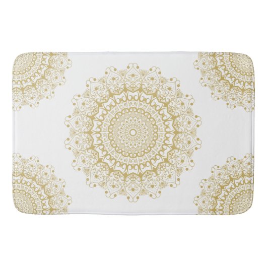 Goud op wit  patroon badmat (Voorkant)