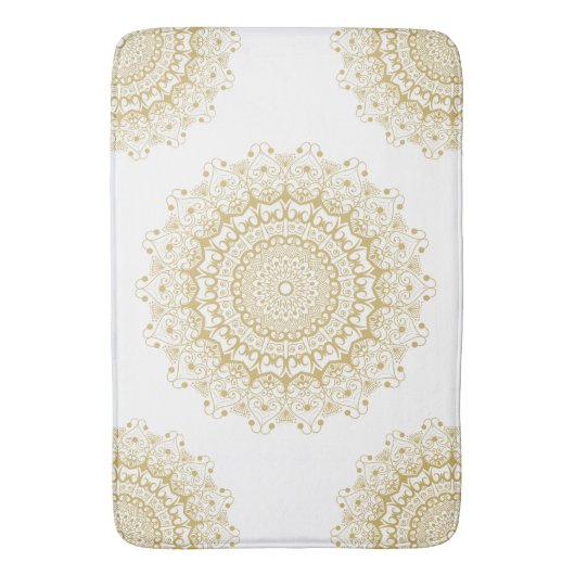 Goud op wit  patroon badmat (Voorkant Verticaal)