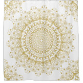 Goud op wit patroon douchegordijn (Voorkant)