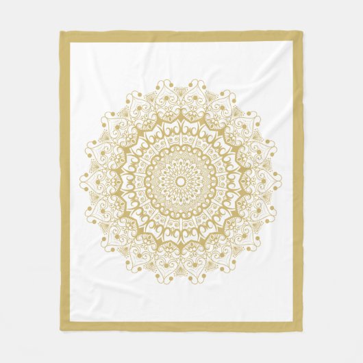 Goud op wit  patroon fleece deken (Voorkant)