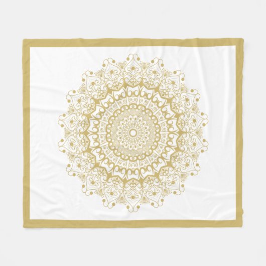 Goud op wit  patroon fleece deken (Voorkant (Horizontaal))