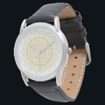 Goud op wit  patroon horloge<br><div class="desc">Gold  mandala patroon boven witte achtergrond. Neem contact met me op als je een andere kleurencombinatie nodig hebt.</div>