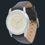 Goud op wit  patroon horloge<br><div class="desc">Gold  mandala patroon boven witte achtergrond. Neem contact met me op als je een andere kleurencombinatie nodig hebt.</div>