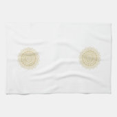 Goud op wit patroon theedoek (Horizontaal)