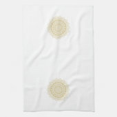 Goud op wit patroon theedoek (Verticaal)