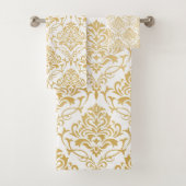 Goud op witte bloemendamast bad handdoek (Insitu)