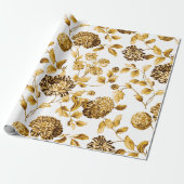 Goud op witte moderne  grote platte nijlvlakte cadeaupapier (Uitgerold)