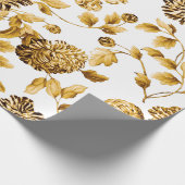 Goud op witte moderne  grote platte nijlvlakte cadeaupapier (Hoek)