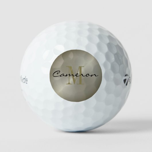 Goud op zilver eerste letter en naam gepersonalise golfballen (Voorkant)