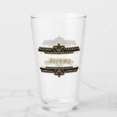 Goud op zwart art deco label glas (Achterkant)