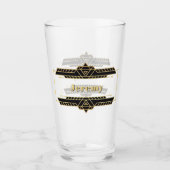 Goud op zwart art deco label glas (Voorkant)