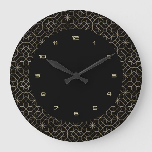 Goud op zwart art-decopatroon grote klok (Voorkant)