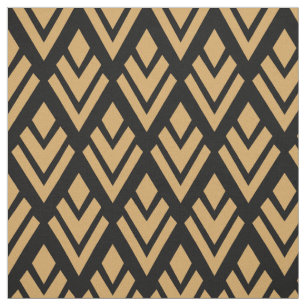 Goud op zwart deco-geometrisch patroon stof