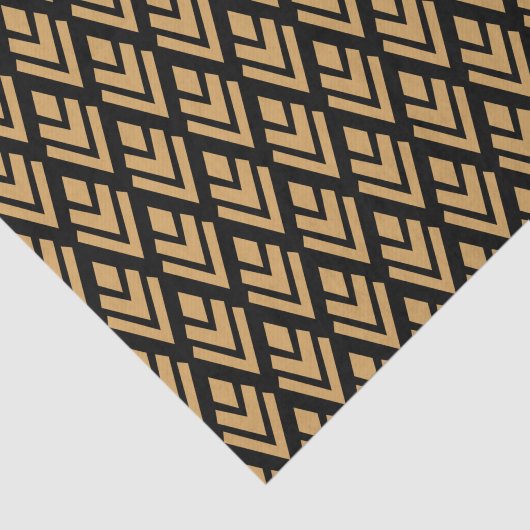 Goud op zwart deco-geometrisch patroon tissuepapier (Detail)