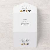 Goud op zwart faux glitter Las Vegas bruiloft All In One Uitnodiging (Buitenkant)