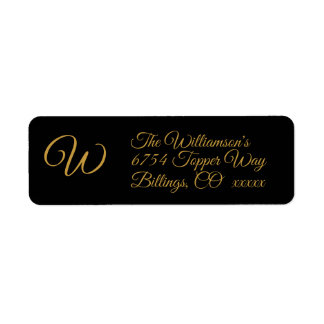 Goud op zwart monogram retouradres labels