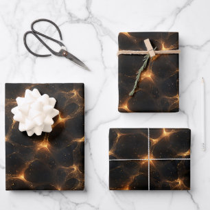 Goud op Zwarte Abstracte Inpakpapier Vel