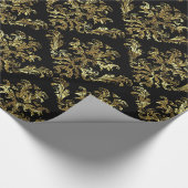 Goud op zwarte  bloemmaskers cadeaupapier (Hoek)